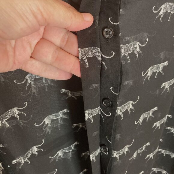 Lane Bryant Sheer Black Leopard Cheetah Blouse Novelty Print Cat Graphic 22 / 24 - Picture 2 of 7